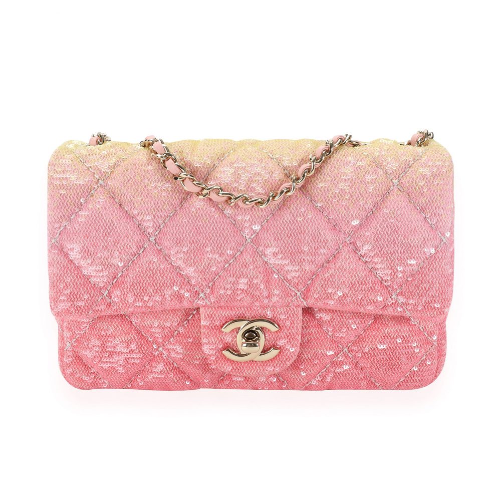 Chanel Pink Ombré Sequin Mini Flap Bag